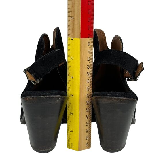 Frye Courtney Suede Leather Slingback Heeled Mule SZ 9 Shootie Black Open Toed - Picture 6 of 10